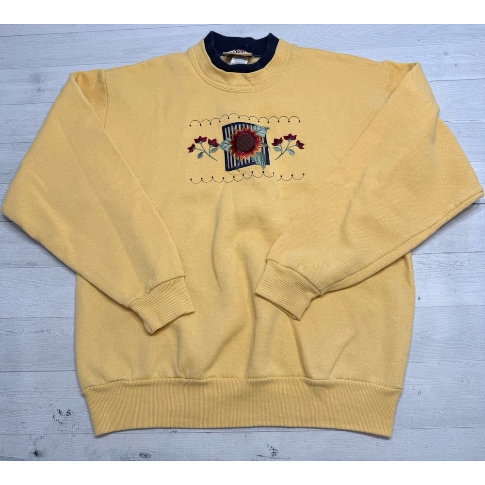 Vintage Top Stitch women's yellow sunflower sweatshirt size medium
